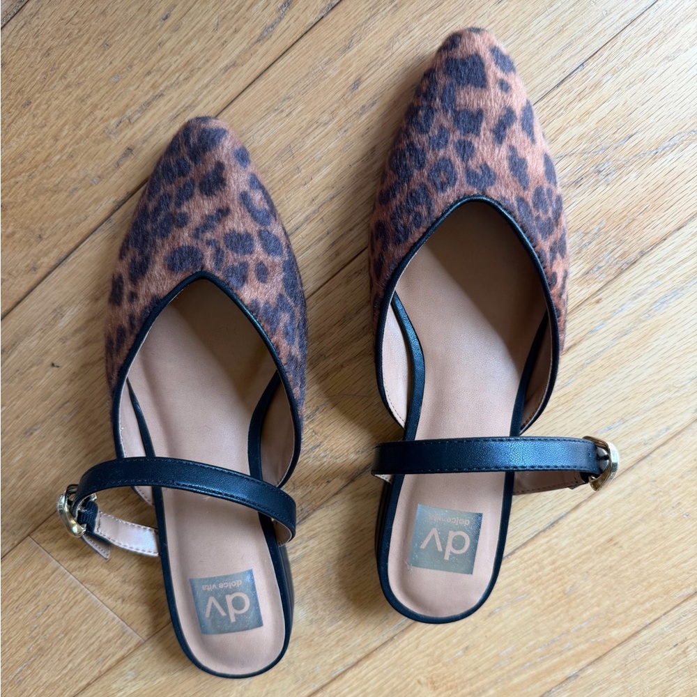 DV by Dolce Vita Brown Leopard Flats with Black Straps